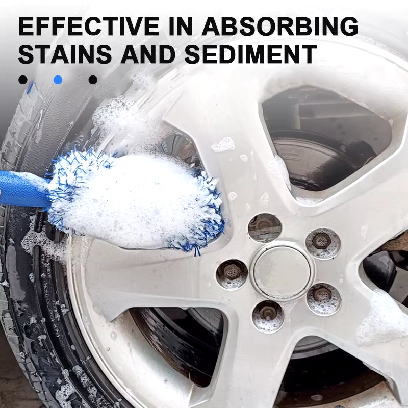 Portable Car Wheel and Tire Rim Cleaning Brush for Detailing and Dust Removal