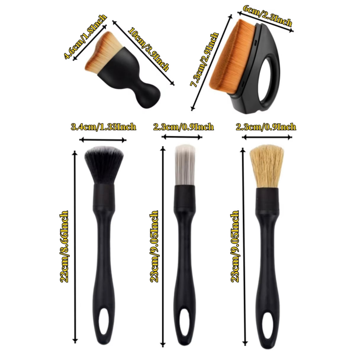 5-Piece Interior Detailing Brush Set