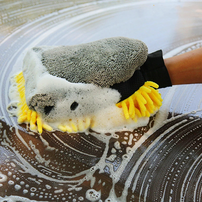 Large Microfiber Car Wash Mitt Waterproof Chenille Gloves Thick Car Cleaning Mitt Wax Detailing Auto Care Double-Faced Glove